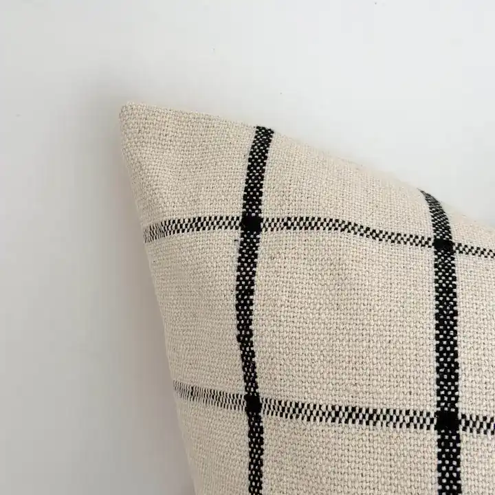 Black & Cream Check Cushion Cover 45x45cm - Image 2