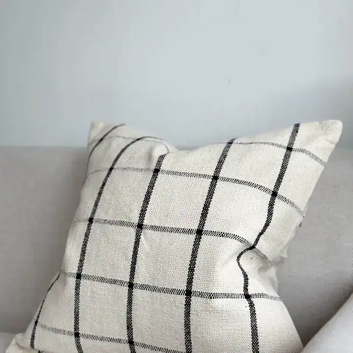 Black & Cream Check Cushion Cover 45x45cm - Image 3