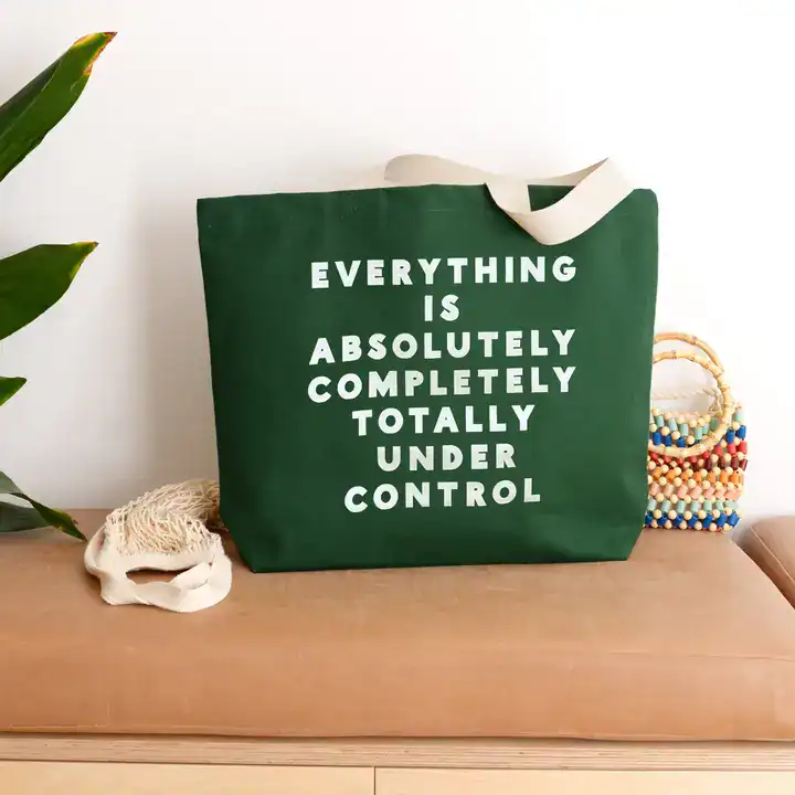 Everything Is Under Control - Forest Green Canvas Tote Bag - Image 5
