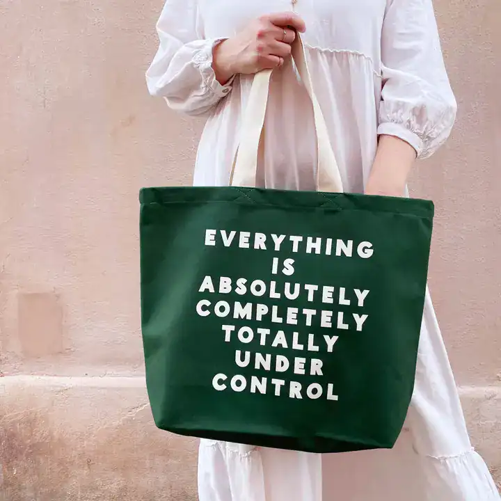 Everything Is Under Control - Forest Green Canvas Tote Bag - Image 4