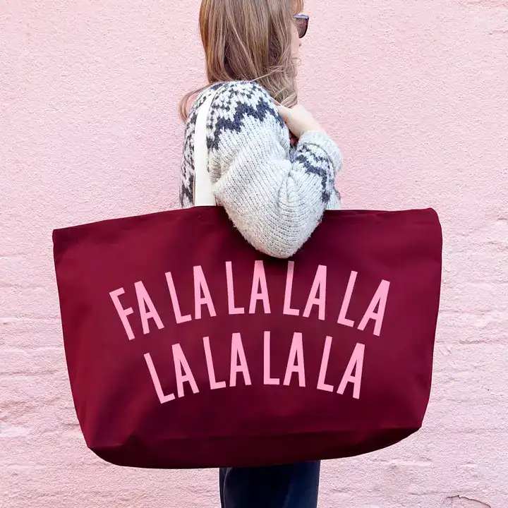 Falalalala Lalalala - Burgundy Really Big Bag - Image 5
