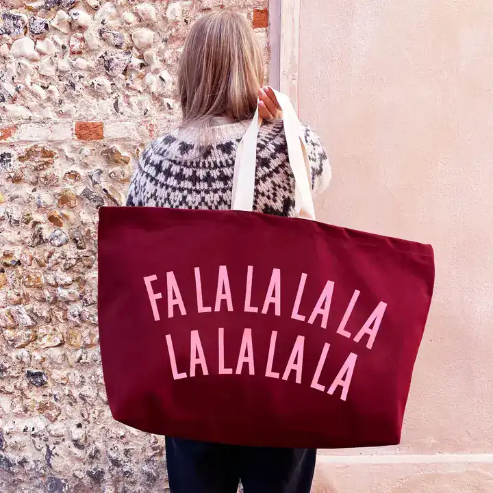 Falalalala Lalalala - Burgundy Really Big Bag - Image 4