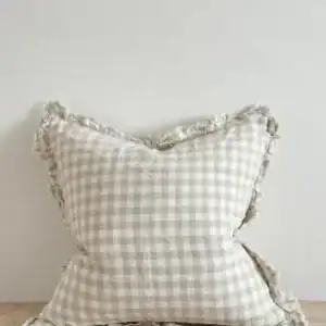 Linen Cushion Cover Natural Gingham 2