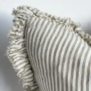 Linen Cushion Cover – Olive Stripe 2