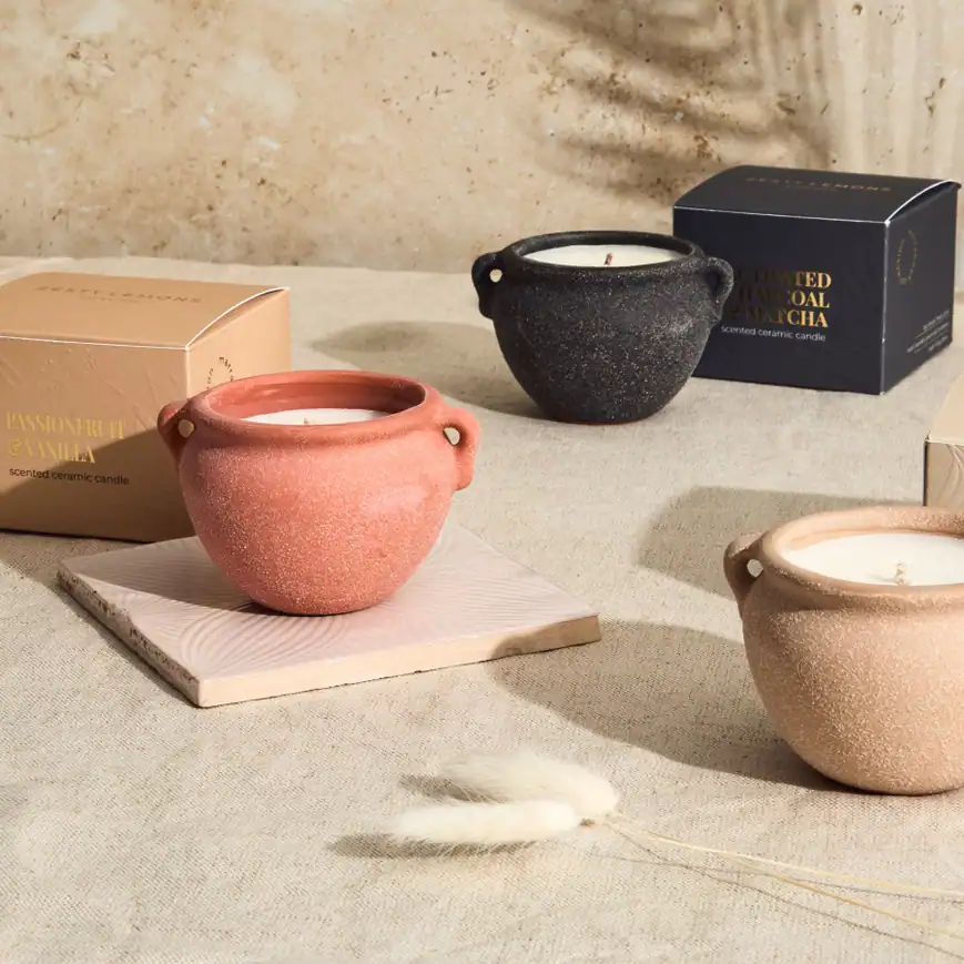 Terracotta Pottery Candle - Charcoal & Matcha - Image 4