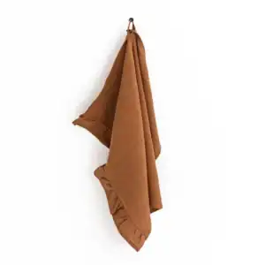 Cinnamon Ruffle Trim Linen Tea Towel