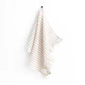 Striped Natural Ruffle Trim Linen Tea Towel