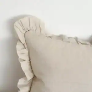 Ruffled Linen Cushion Cover 50×30 – Cream 2