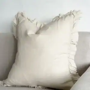 Ruffled Linen Cushion Cover – Cream 3