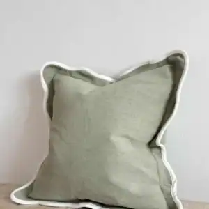 Sage Linen Blend Scalloped Cushion Cover 45x45cm