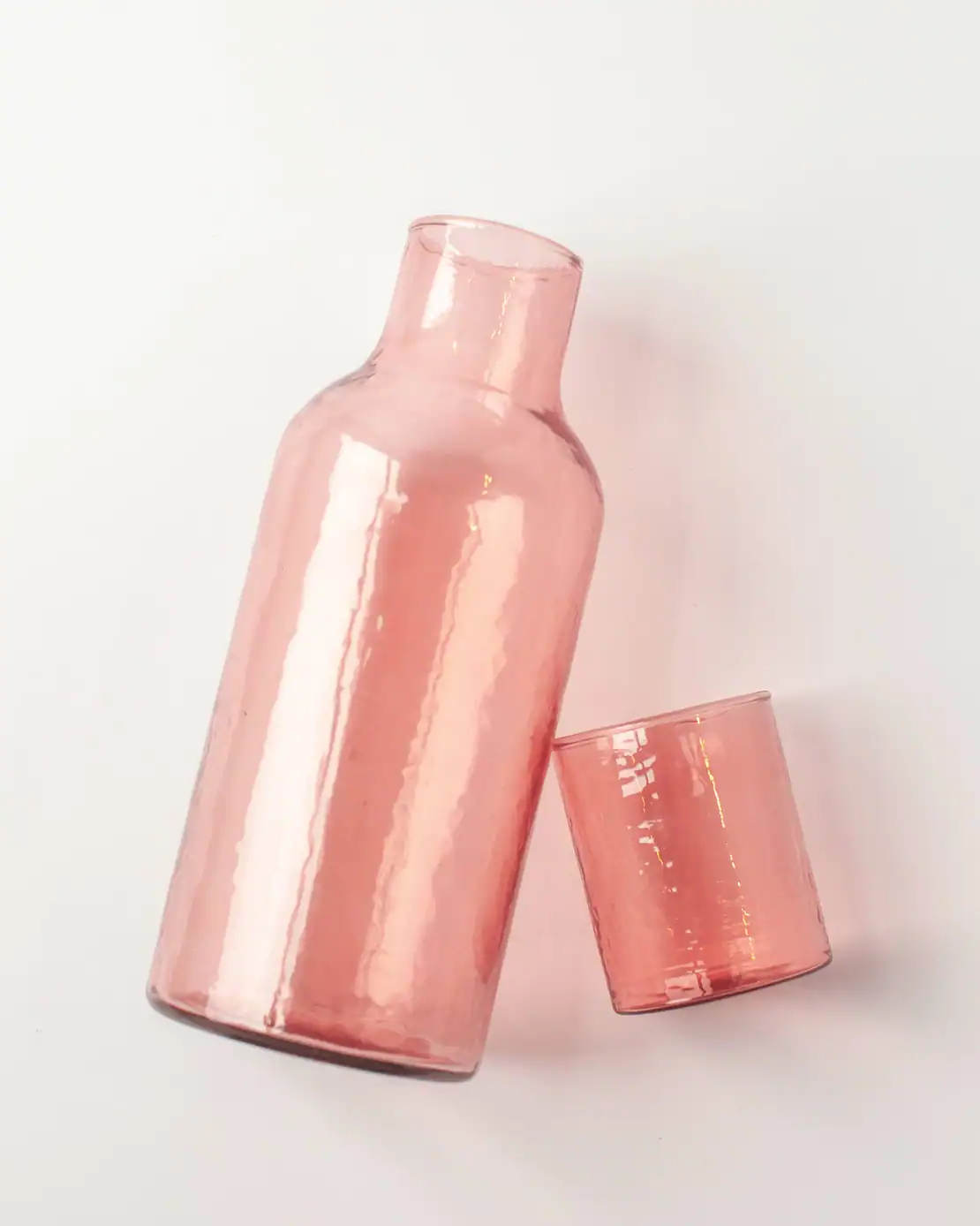 Handblown Blush Glass Carafe