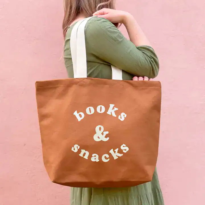 Books & Snacks - Tan Canvas Tote Bag - Image 6