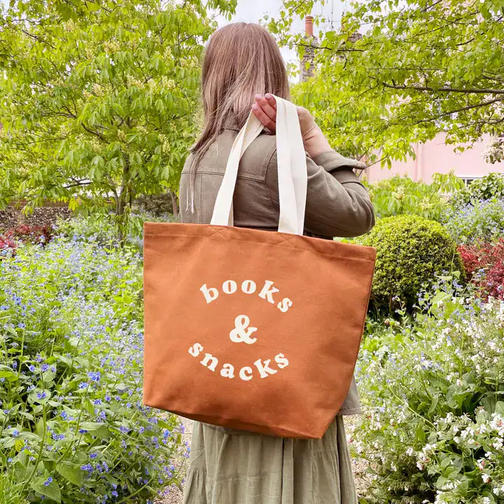 Books & Snacks - Tan Canvas Tote Bag - Image 3