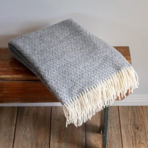 Hoop Pattern Grey Wool Blanket