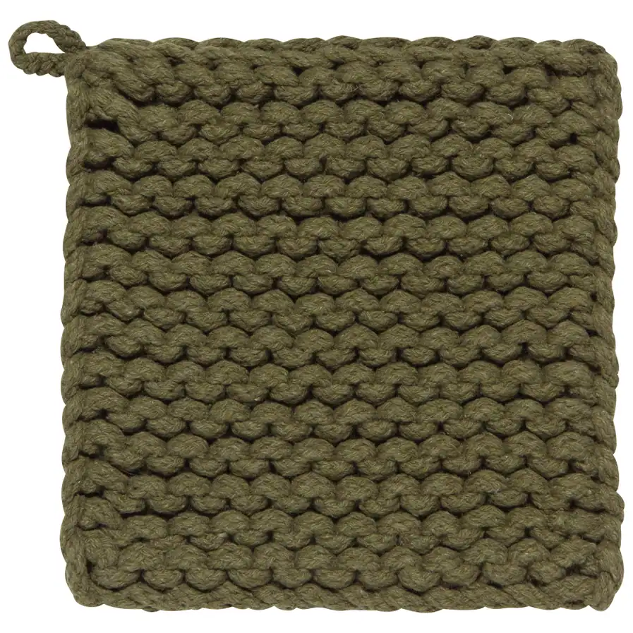 Olive Green Knit Potholder