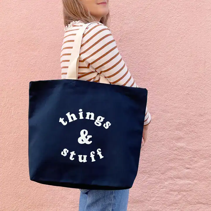 Things & Stuff - Midnight Bue Canvas Tote Bag - Image 4