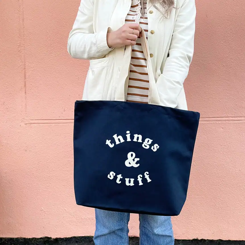 Things & Stuff - Midnight Bue Canvas Tote Bag - Image 2