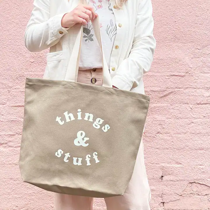Things & Stuff - Stone Canvas Tote Bag - Image 5