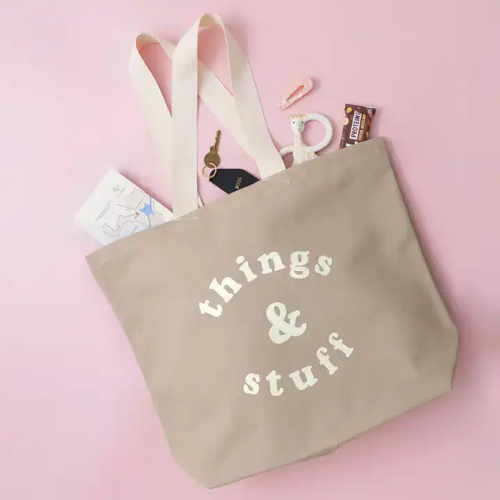 Things & Stuff - Stone Canvas Tote Bag - Image 4