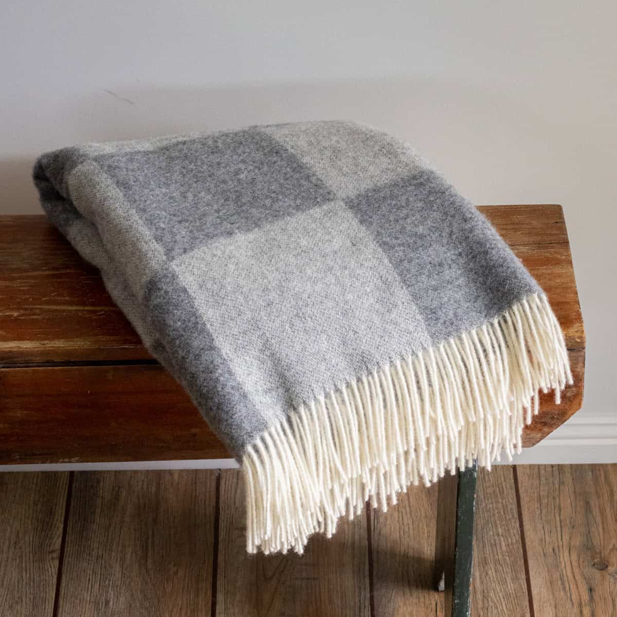 Checkerboard Grey Wool Banket