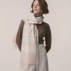 Lambswool Scarf - Champagne Pink Check