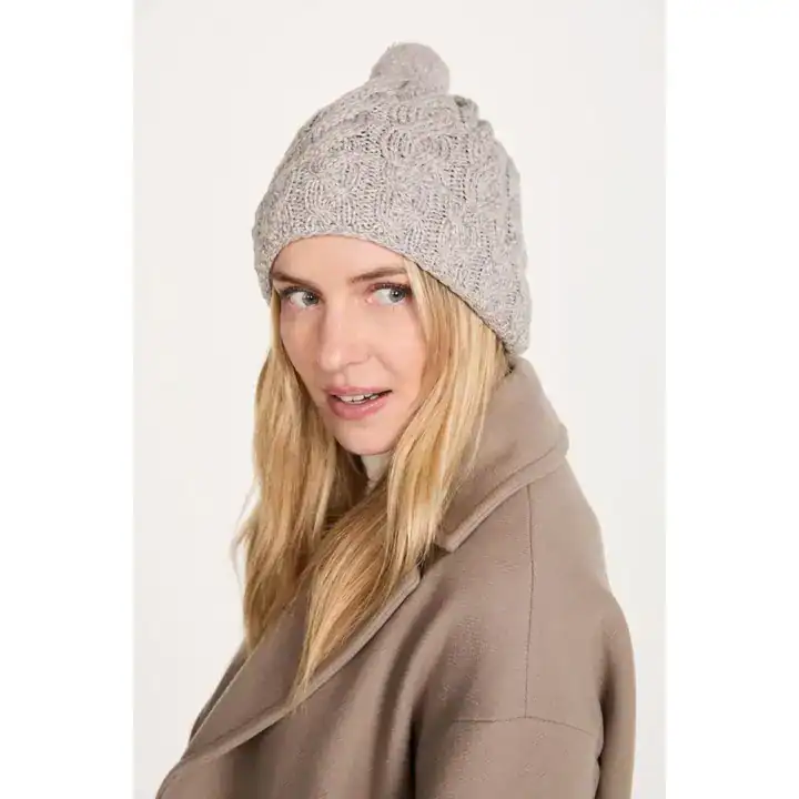 Natural Beanie with Pom Pom - Image 4