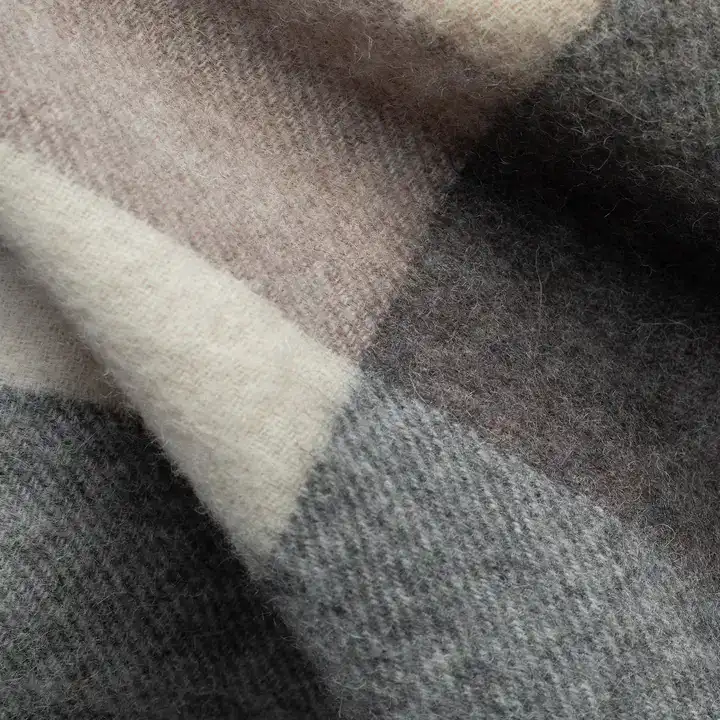 Checkers Lambswool Scarf - Natural - Image 4