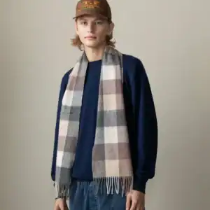 Checkers Lambswool Scarf - Natural