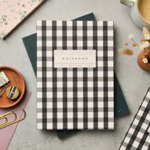 Black & Cream Gingham Ruled Notebook