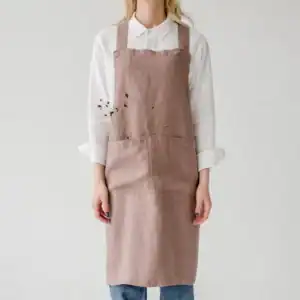 Linen Tales Ashes of Roses Linen Japanese Crossback Apron
