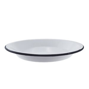 Falcon Enamel Round Pie Dish 25cm - Black & White Rim