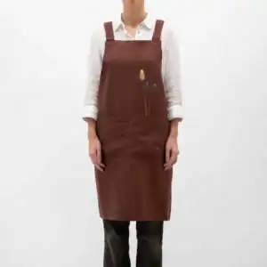 Linen Tales Chocolate Linen Japanese Crossback Apron