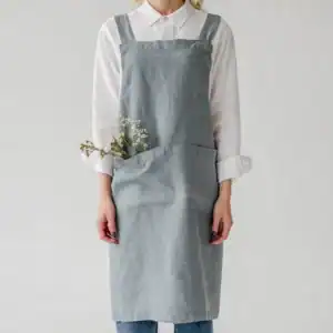 Linen Tales Blue Fog Linen Japanese Crossback Apron
