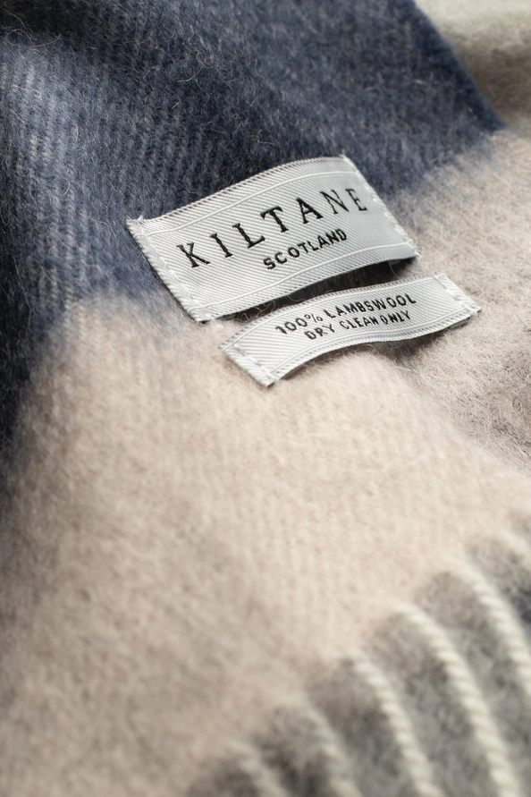 Square Check Lambswool Scarf - Swiss Coffee - Image 3