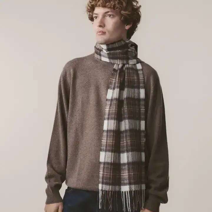 Heritage Tartan Lambswool Scarf - Natural Dress Stewart