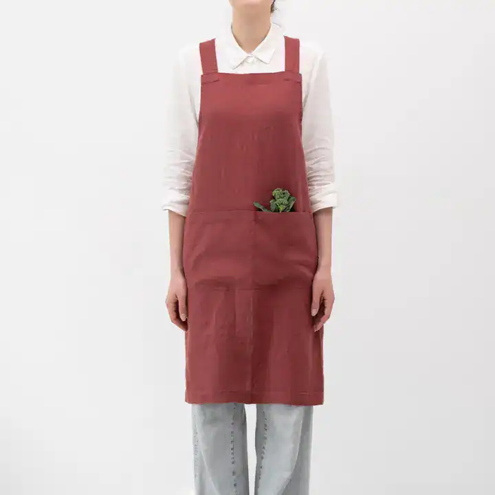 Linen Tales Marsala Linen Japanese Crossback Apron