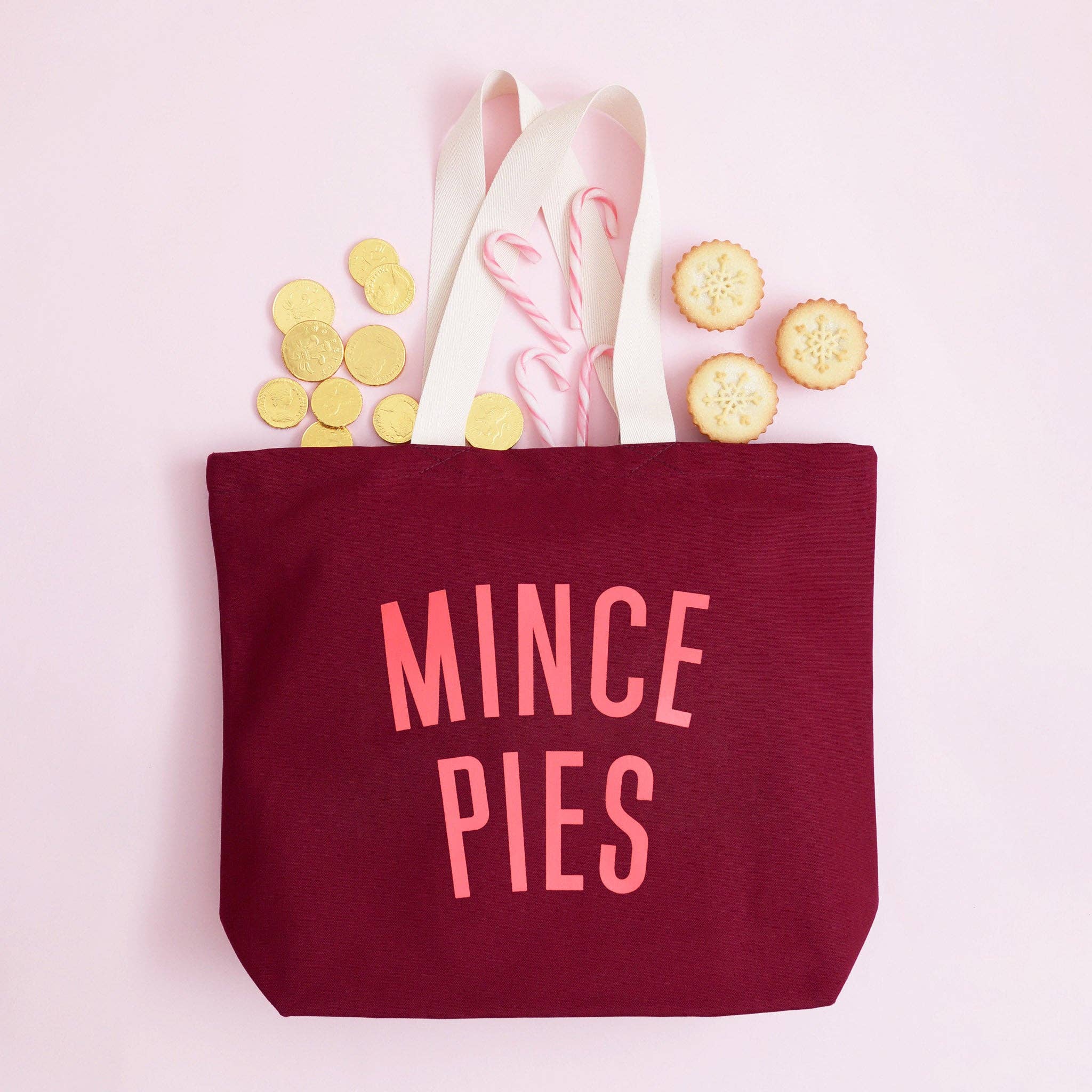 Mince Pies - Burgundy Tote Bag - Image 2