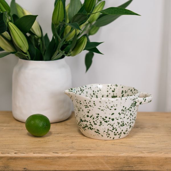 Green Splatter Ceramic Pouring Bowl - Image 2
