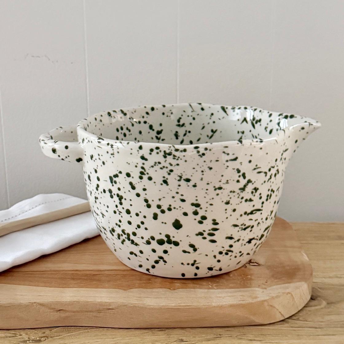 Green Splatter Ceramic Pouring Bowl
