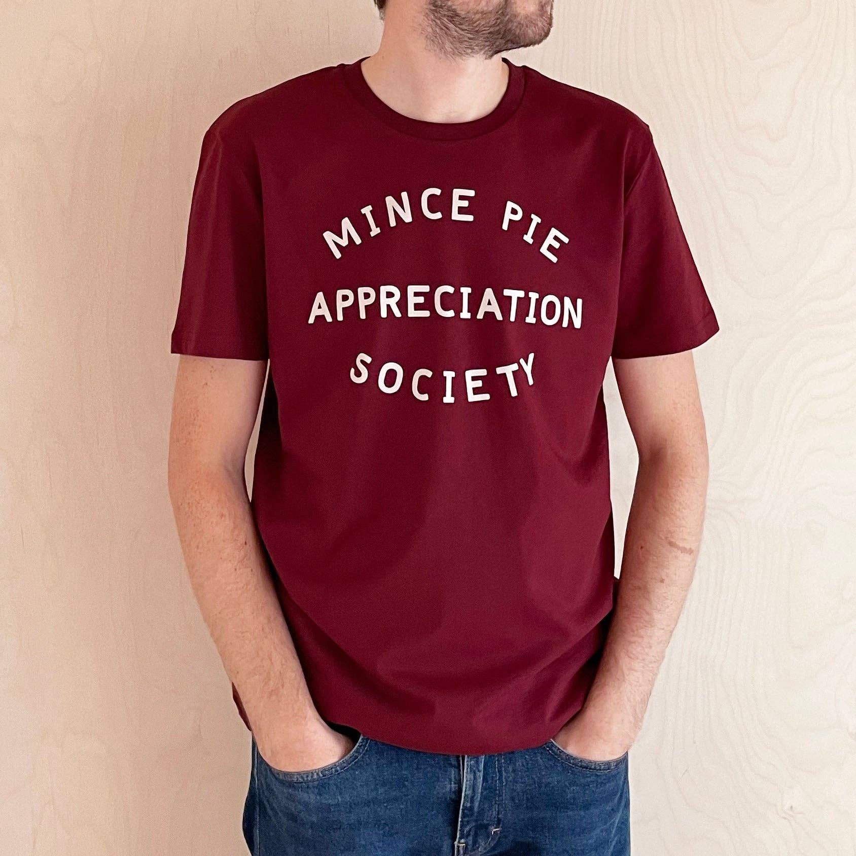 Mince Pie Appreciation Society Unisex T-Shirt - Burgundy: Medium - Image 2